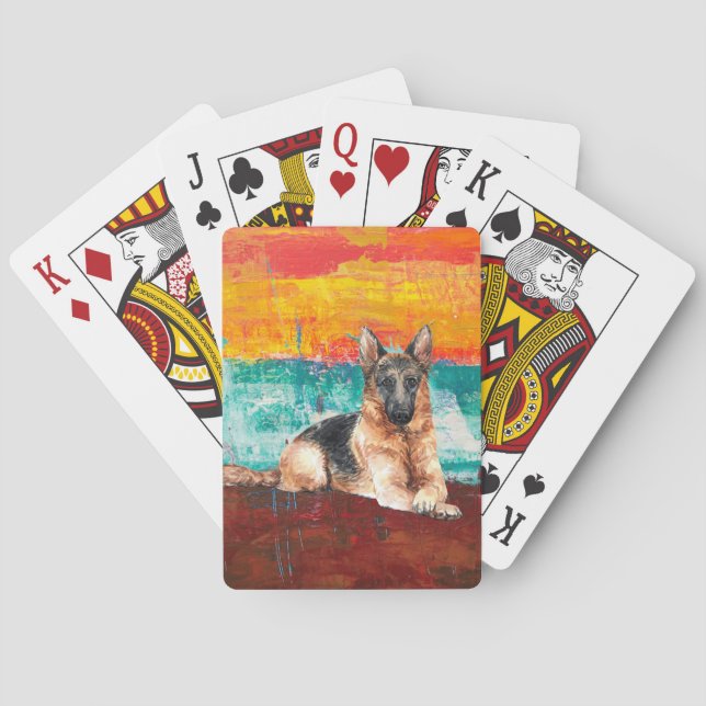 Artistic German Shepherd Abstract Painting Playing Cards (Back)