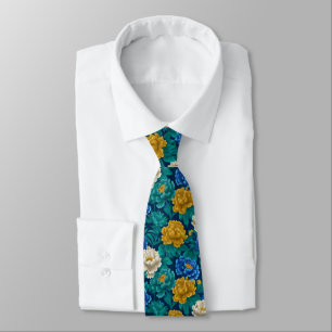 Artistic Gifts For Father Peonies Flower Tie