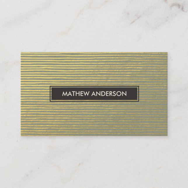 ARTISTIC GOLD FAUX SKETCH STRIPED LINE PATTERN BUSINESS CARD (Front)
