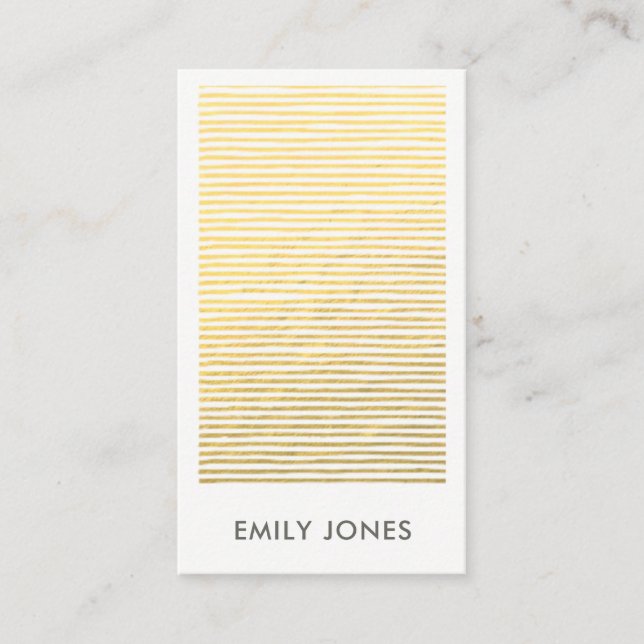 ARTISTIC GOLD FAUX SKETCH STRIPED LINE PATTERN BUSINESS CARD (Front)