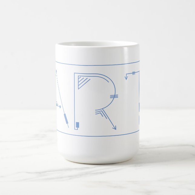 Artistic Graphic Lines Typography ART  Coffee Mug (Center)