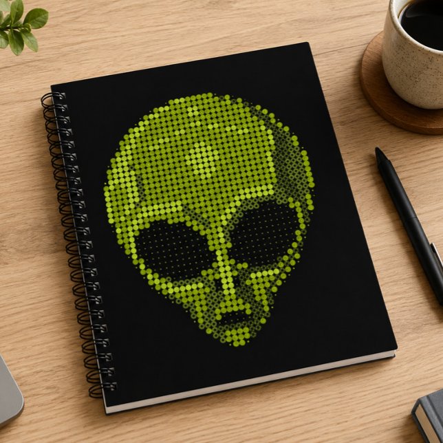 Artistic Green Alien Head on Black Background Notebook (Creator Uploaded)
