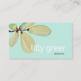 Artistic Green Leaf Watercolor Tree Branch Business Card