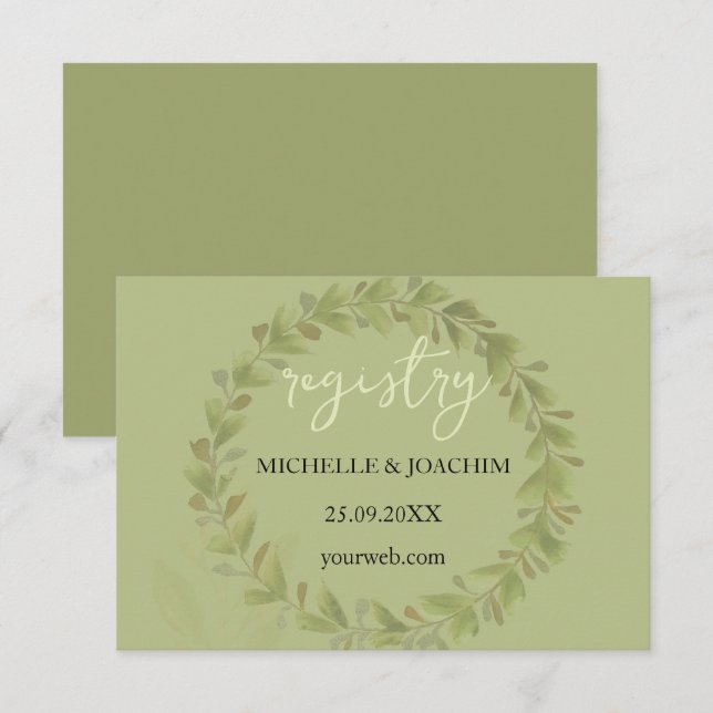 Artistic Green Wreath Watercolor Art Enclosure Card (Front/Back)