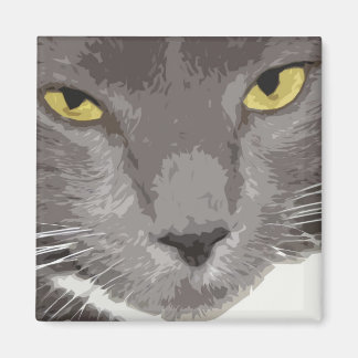 Artistic Grey Cat Face Magnet