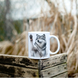 Artistic Grey Wolf in watercolor Two-Tone Coffee Mug