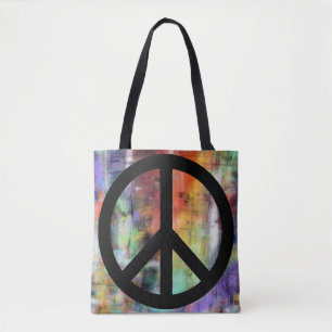Artistic Grunge Peace Sign Tote Bag