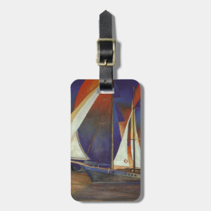 Artistic Gulet Under Sail In Orange and Purple Luggage Tag
