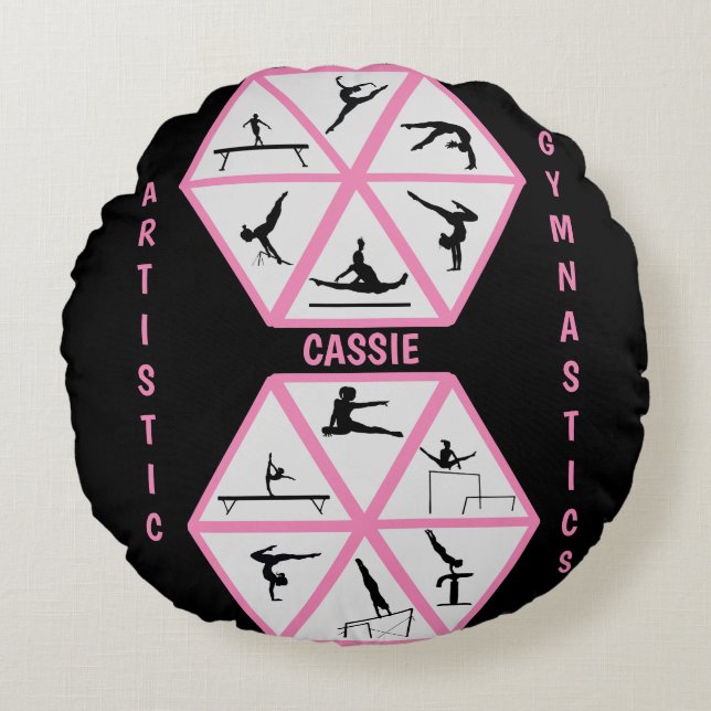 Artistic Gymnastics Hexagon Round Pillow (Front)