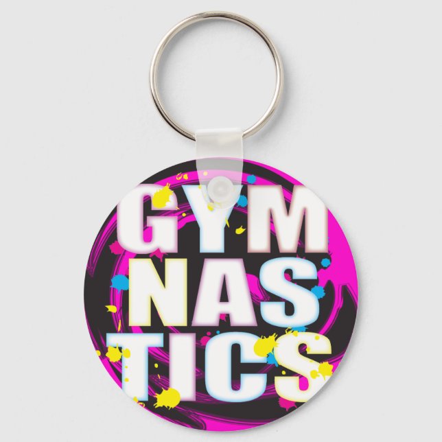 Artistic Gymnastics Paint Pink Keychain (Front)