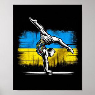 Artistic Gymnastics Ukrainian Ukraine Flag Athlete Poster
