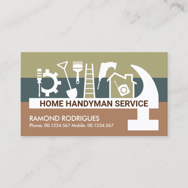 Artistic Hammer Handyman Tools Business Card (Front)