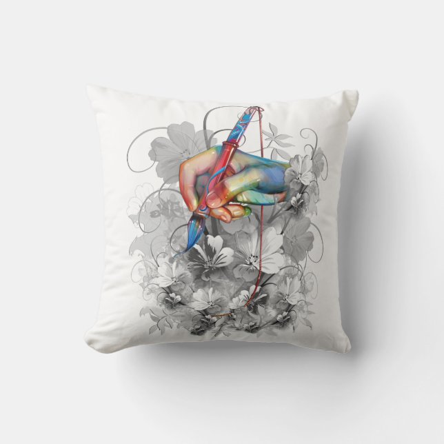 Artistic hand-drawn doodle-abstract art throw pillow (Front)