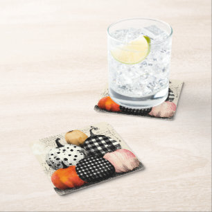 Artistic Harvest Pumpkins Square Paper Coaster