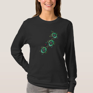 Artistic Hawaiian Sea Turtle Hibiscus Flower Maori T-Shirt