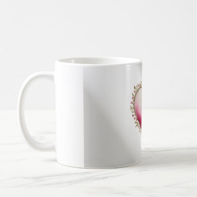 Artistic Heart-Shaped Design Coffee Mug (Left)