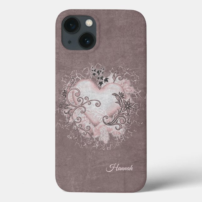 Artistic Heart 💗 w. customizable text Phone Case (Back)