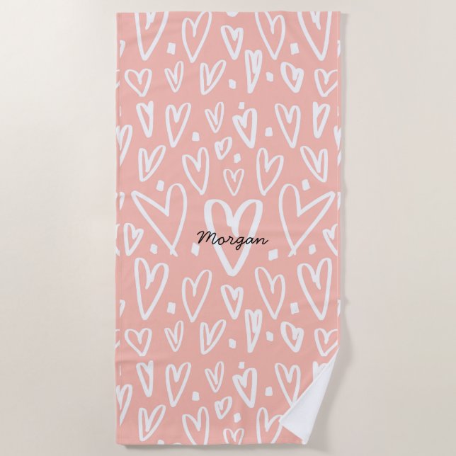 Artistic Hearts | Monogram Beach Towel (Front)