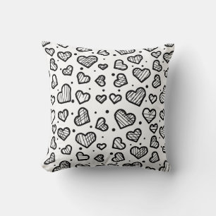 Artistic Hearts Seamless Pattern on White Throw Pillow