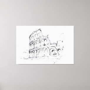 Artistic Historical Colosseum Sketch - Premium Canvas Print