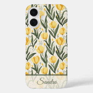 Artistic Holiday Gift Tulip Name iPhone 16 Case