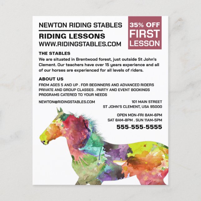 Artistic Horse, Riding Instructor, Academy Flyer (Front)