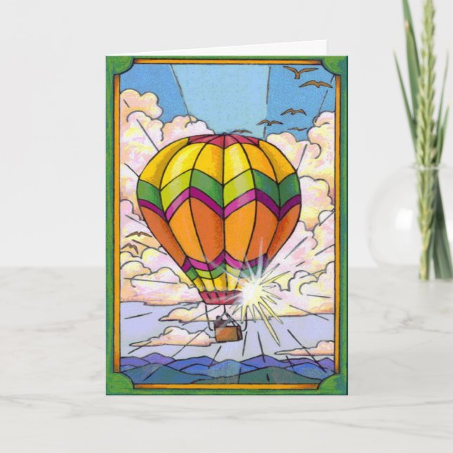 Artistic hot air balloon customizable card (Front)