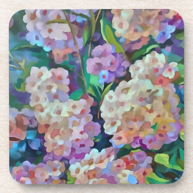 Artistic Hydrangeas Hortensia Floral Abstract Art Coaster (Front)