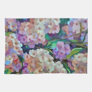 Artistic Hydrangeas Hortensia Floral Abstract Art Kitchen Towel