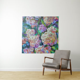 Artistic Hydrangeas Hortensia Floral Abstract Art Tapestry