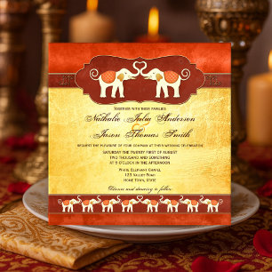 Artistic Indian White Elephants Wedding Invitation
