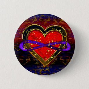 Artistic Infinity Heart Polyamory Flag Symbol 2 Inch Round Button