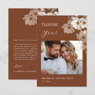 Artistic Ivory Flowers Wedding Thank You Card