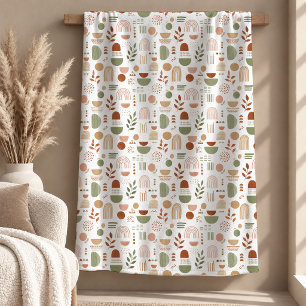 Artistic Ivory Sage Rust Rainbow Shapes Blanket