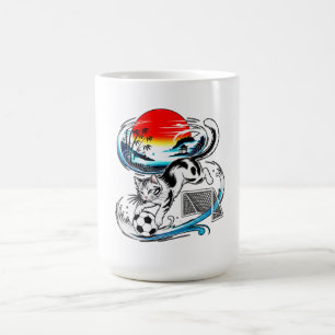 Artistic Japanese Soccer Cat Gift for anime lovers Coffee Mug
