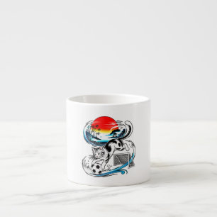 Artistic Japanese Soccer Cat Gift for anime lovers Espresso Cup
