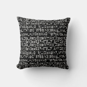 Artistic keyboard character pattern throw pillow