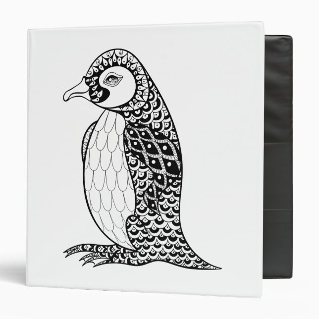 Artistic King Penguin Zendoodle Binder (Front/Inside)