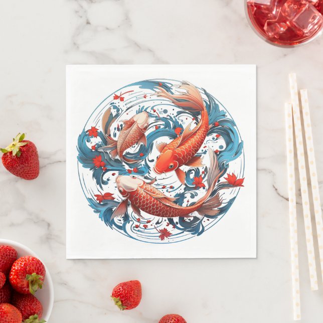 Artistic Koi Fish Napkin (Insitu)