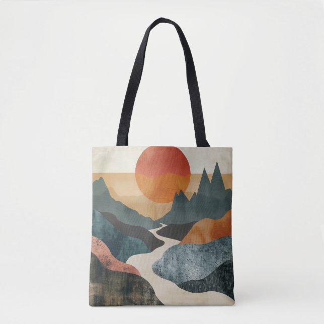 Artistic Landscape, Minimalist Aesthetic, Nature Tote Bag (Front)