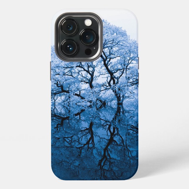 Artistic Landscape Of Trees Reflected In Lake  iPhone Case (Back)