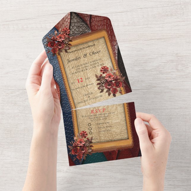 Artistic Leather Texture Art designs All In One Invitation (Tearaway)