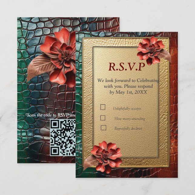 Artistic Leather Texture Art designs RSVP Card (Front/Back)