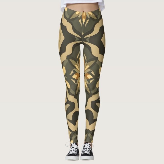 Artistic Leggings with Bold Symmetrical Design (Front)