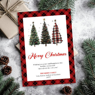 Artistic Leopard Print Christmas Tree Greeting  Holiday Card