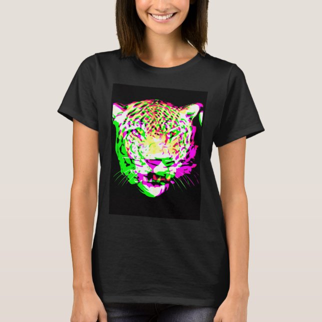 Artistic Leopard Psychedelic Animal Cool Colorful T-Shirt (Front)