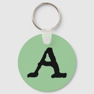Artistic Letter "A" Woodcut Woodblock Initial Keychain