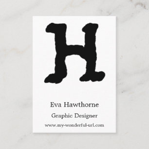 Artistic Letter "H" Hand Lettered Style Initial Business Card