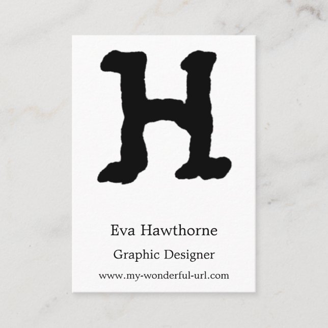 Artistic Letter "H" Hand Lettered Style Initial Business Card (Front)