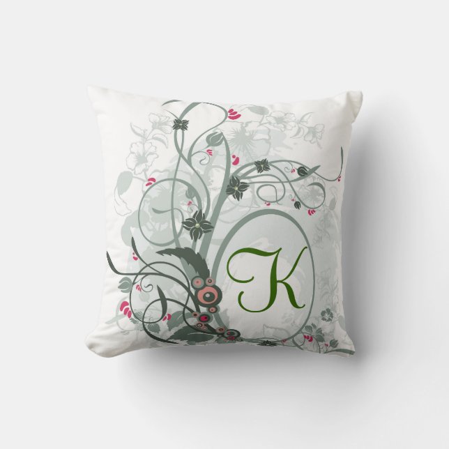 Artistic Letter K Monogram Throw Pillow (Front)